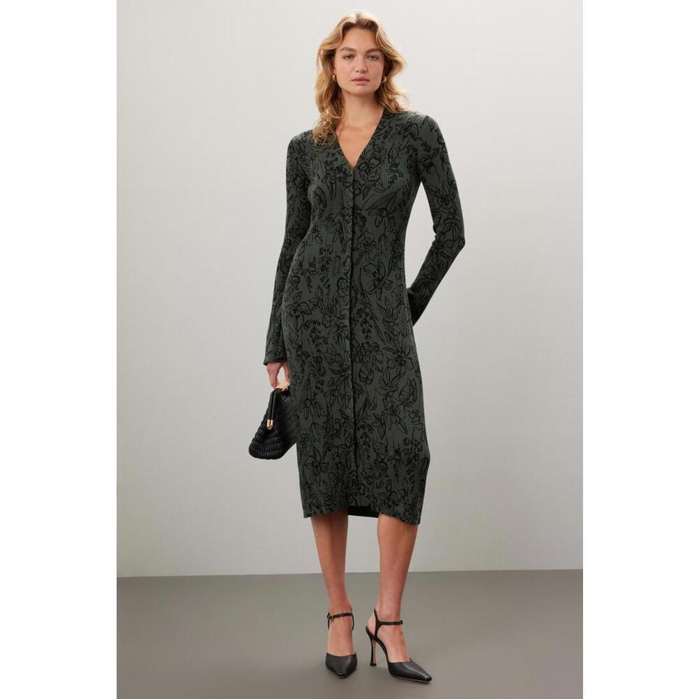 Jason Wu x RTR Green Floral Cardigan Dress Size XXL with Discoloration